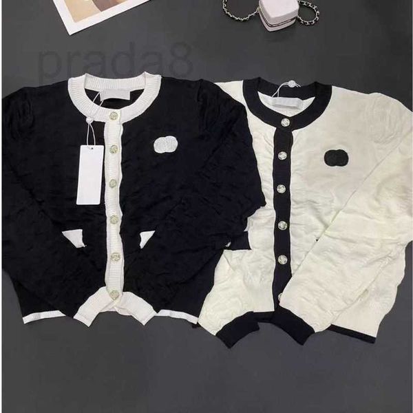 

women's knits & tees designer fashion classic black white cardigan v-neck sweaters haute couture women 6g6h