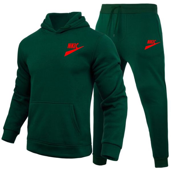 

new winter men's clothing men's tracksuits printing hoodie set fleece sweatshirt casual sport sweatpants mens tracksuits, Gray