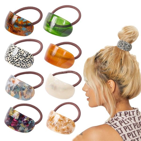 

fashion women elastic hair band acetate marbling high elasticity hair ties girls hair rubber band hair accessories gift, Slivery;white