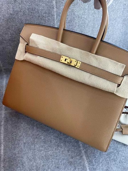 

designer bag herms birkins25 milk tea gold button bag handbag