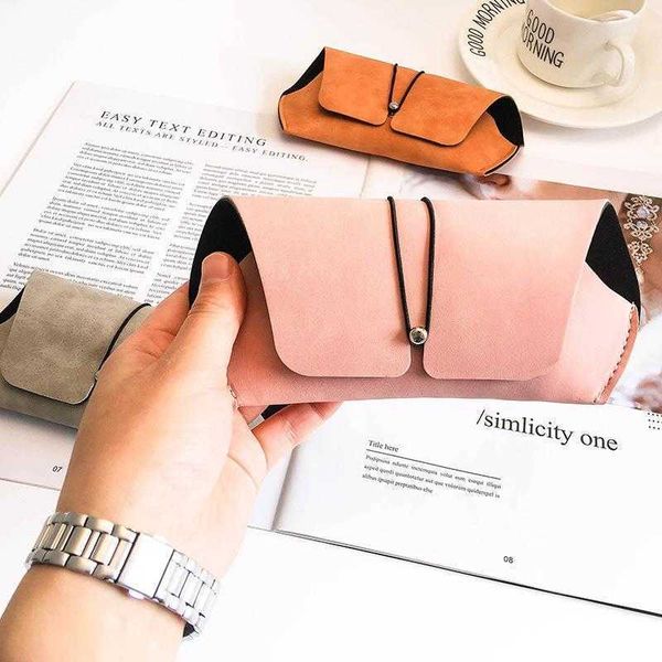 

pink soft bag texture portable sunglasses frosted leather glasses fashion