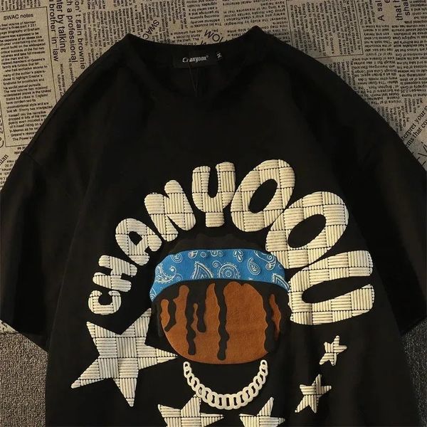 

women's tshirt european and american high street style retro short sleeved tshirt all match brand half loose t shirt men 230410, White