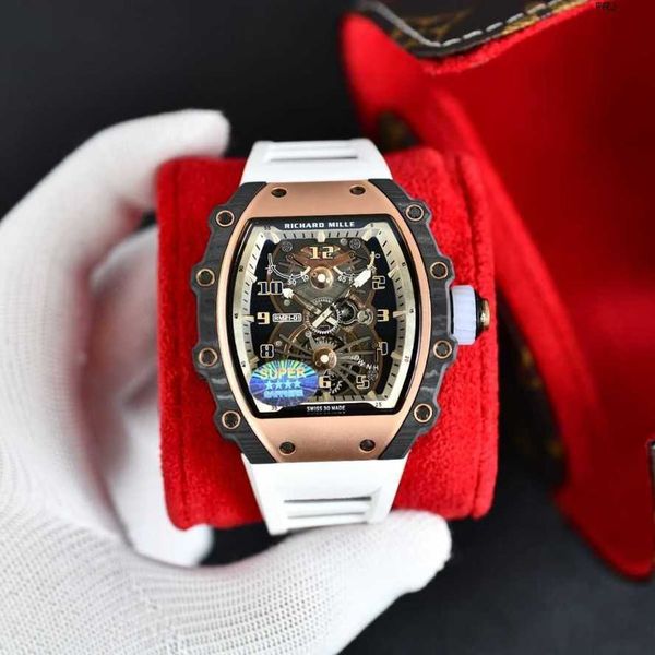 

watches designer richads milles mens large dial automatic mechanical personalized glow tape fashion waterproof miller trend frj, Slivery;black