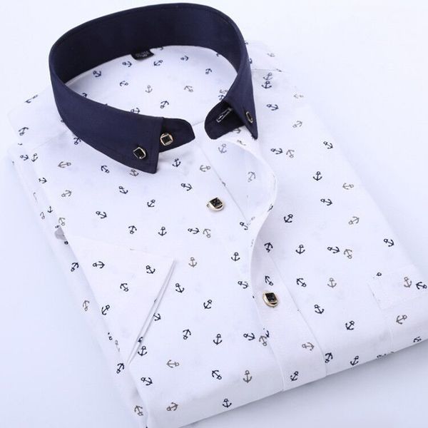 

men's casual shirts men's spring summer print short sleeve shirt print for young and middle-aged mens smart casual shirt blue purp, White;black