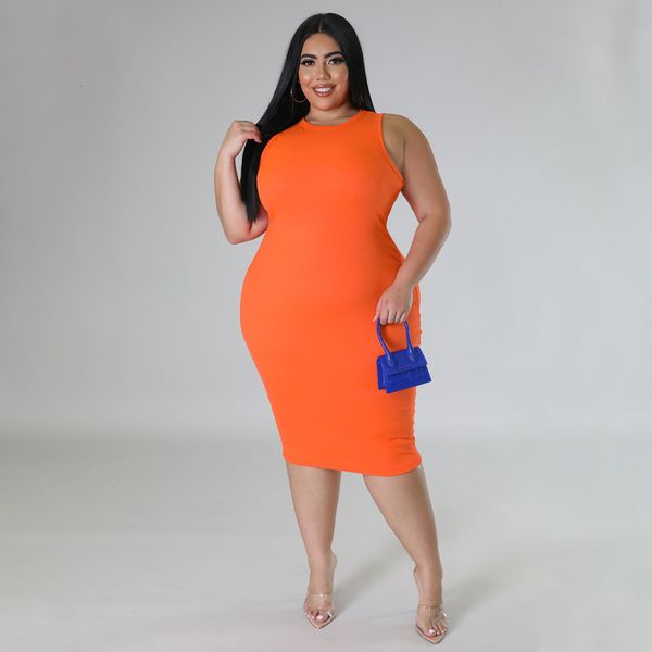 

plus size dresses 2023 spring women solid female sleeveless fashion bodycon elegant cloth casual luxury gown size evening party 230410, Black