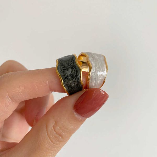 

band rings fashion enamel wide ring for women men punk multicolor adjustable vintage metal index finger rings jewelry party gift new p230411, Silver