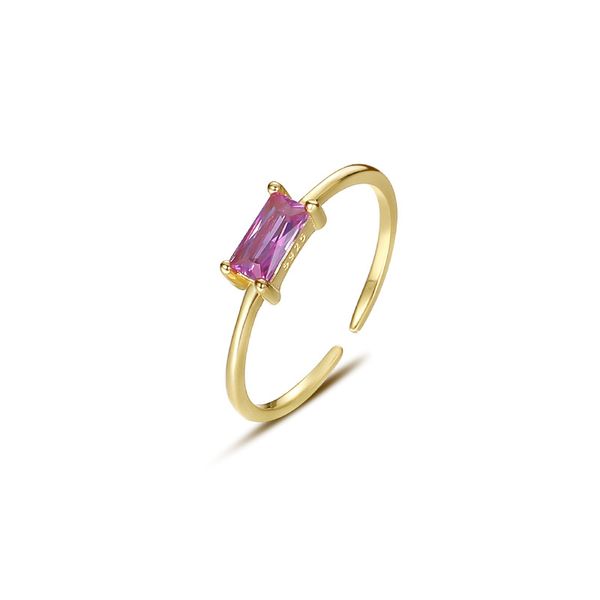 

925 sterling silver retro square color treasure ring women thin circle open wwdding party ring gift, Slivery;golden