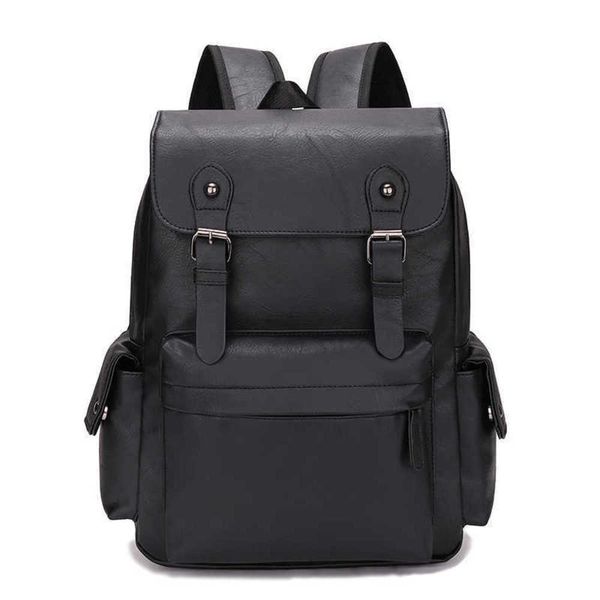 

new fashion men's pu backpack business leisure outdoor computer backpack student schoolbag 230411