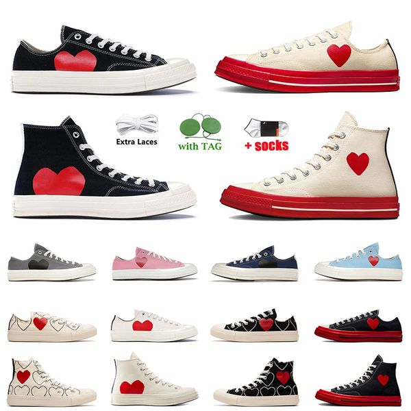 

luxury designer casual comme des garcons canvas shoes mens women 1970s chuck taylors high low all star play black white grey pink red bidsol