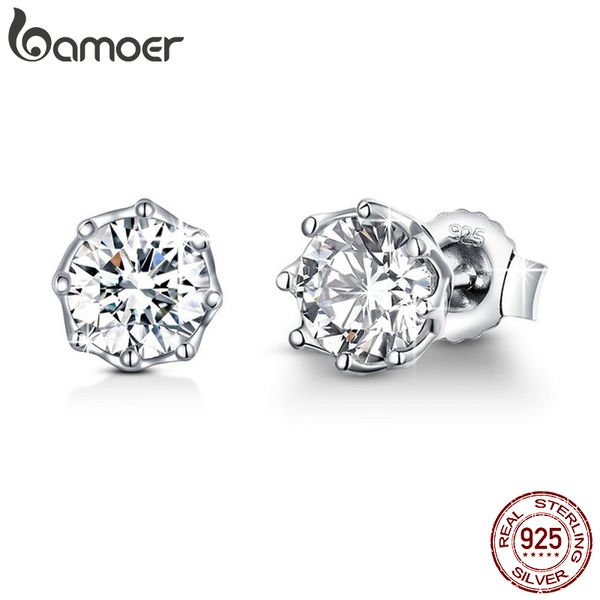 

stud 925 sterling silver classic clear cubic zircon small stud earrings for women sterling silver jewelry sce499 230410, Golden;silver
