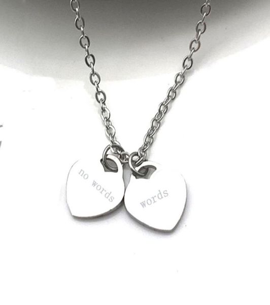 

luxury heart necklace woman stainless steel blue pink green pendant jewelry valentine day christmas gifts for girlfriend whole7246518, Silver
