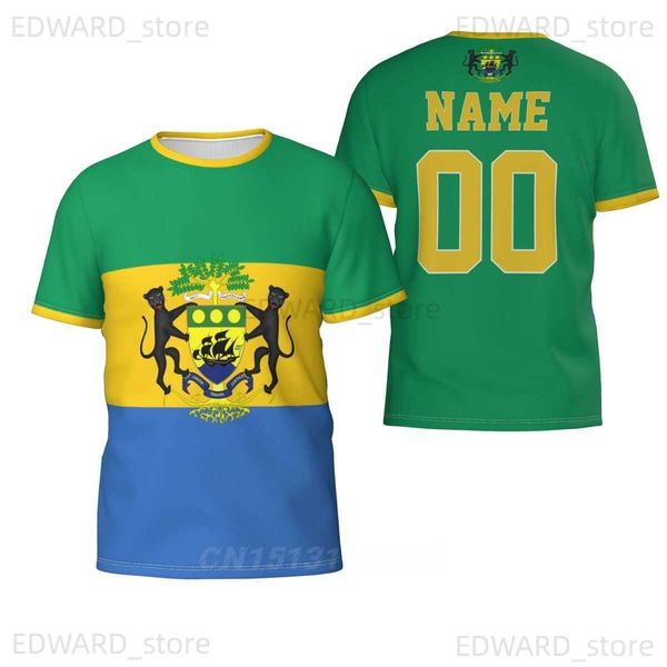 

diy tees polos custom name number gabon country flag t-shirts clothes t shirt men women tees for soccer football fans gift us size t230411, Black