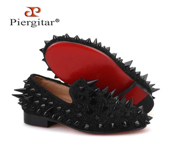 

boots piergitar 2021 new style parental shoe same men loafers design children spikes handmade party and wedding kid slippers w22102436061, Black;grey