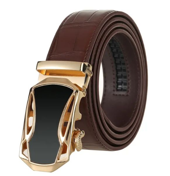 

men's fashion accessory belt, brown alloy automatic buckle, adjustable, Silver