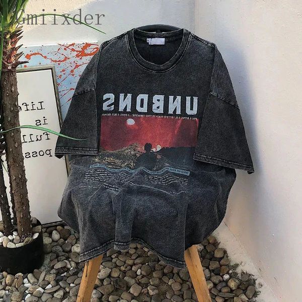 

men's tshirts gmiixder american retro washed old portrait tshirt men women summer loose hiphop street tees vintage short sleeve 230411, White;black