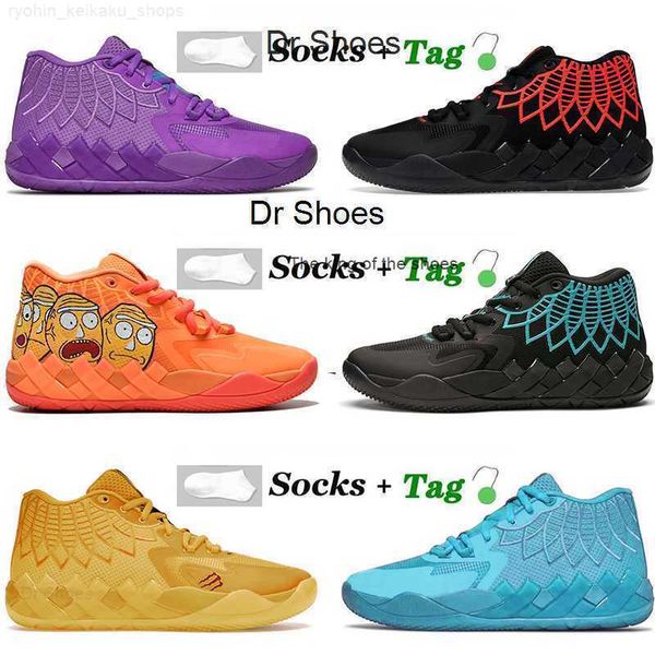 

mb.01shoeswith socks lamelo ball mb.01 basketball shoes mens queen city rock ridge red galaxy white silver rick and morty womens sneakers sp, Black