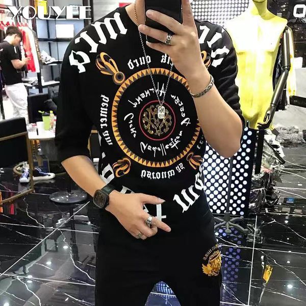 

men's tshirts tshirts summer middle sleeve drill stamping letter pattern plus size 5xl round neck tshrit 230411, White;black