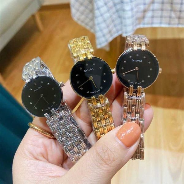 

2023 factory wholesale east watch women's steel band waterproof black gold disc women's watch simple and atmospheric quartz medium, Slivery;golden