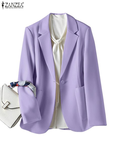 

women's suits blazers oversized fashion women long sleeve blazer spring autumn zanzea loose outwears casual solid office lady coats 23, White;black