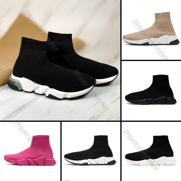 

2023 summer new casual shoe designer run sneaker man trainer woman luxury downtown popular walk platform shoe knit speed 2.0 1.0 paris sock, Black