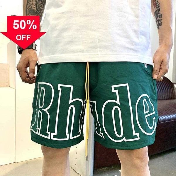 

men limited rhude shorts summer swim short knee length hip hop high street sports training beach pants mens elastic waist mesh rkzjs to 2xl, White;black