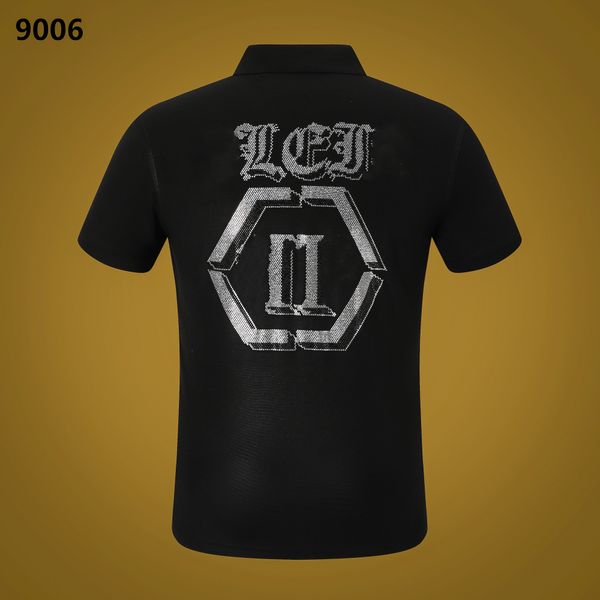 

new phillip plain men t shirt designer skull pp polo shirt short sleeve brand spring and summer lapel quality tshirts pp9006, White;black