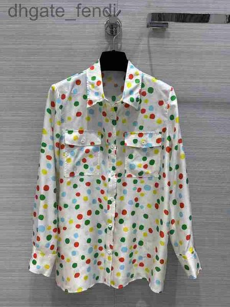 

women's blouses & shirts designermilan runway 2023 new spring summer lapel neck long sleeve print designer brand same style women 1214-, White