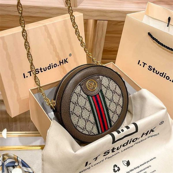 

designer bag genuine leather chain for women's summer high-end round cake round small round single shoulder crossbody bag 2023 new mode