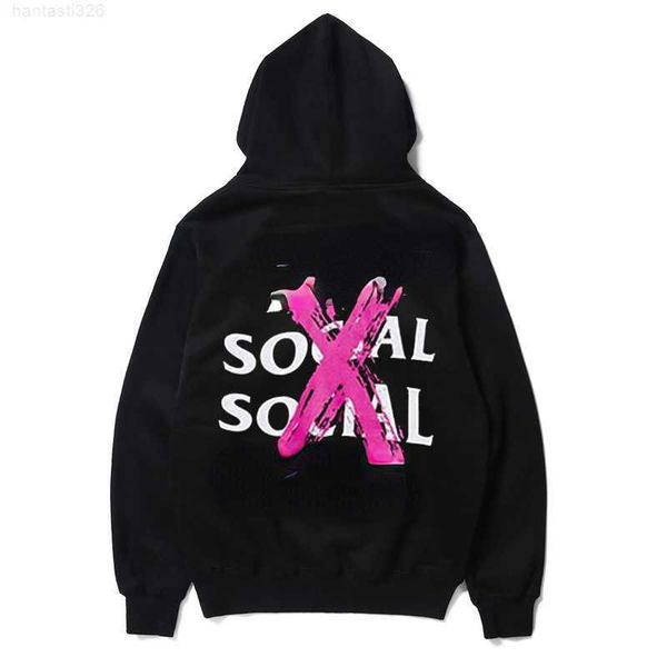 

men's hoodies designer man coat sweatshirts hip hop brand assc hoodie cross powder plush loose pullover anti social club color jacket, Black