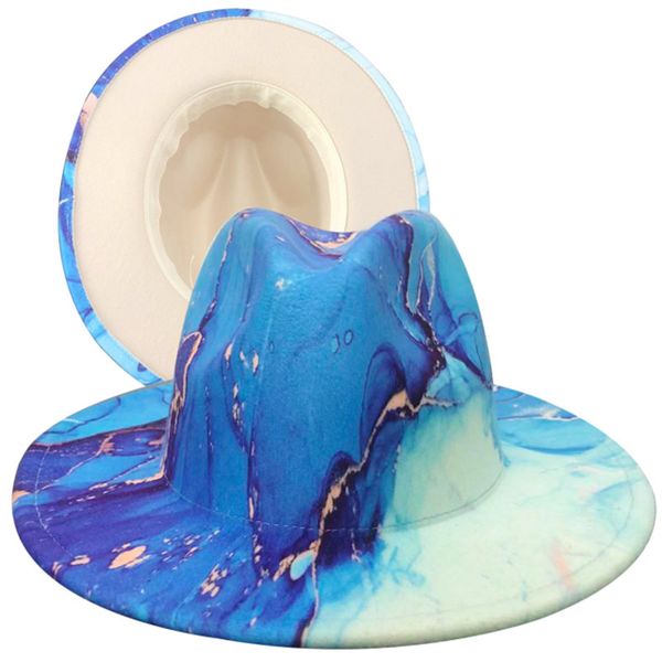 

wide brim hats bucket hats fedora wide brim print tie dye men's and women's tweed fashion panama hat retro gradient jazz hat fedor, Blue;gray