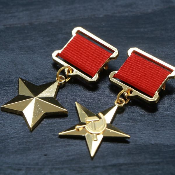 

pins brooches copy 2pcs set hero of ussr and socialist labor hero medal order 230411, Gray