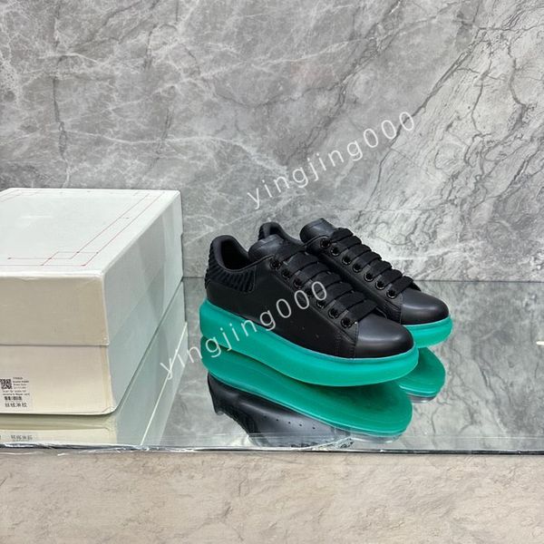 

new designer brand trainers womens casual shoes men womens leather lace up white sole espadrilles oversized flats, Black