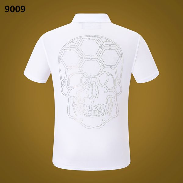 

new pp men's polo shirt summer skull diamond phillip plain short sleeve designer t shirt harajuku tee brand skulls print streetwear pp, White;black