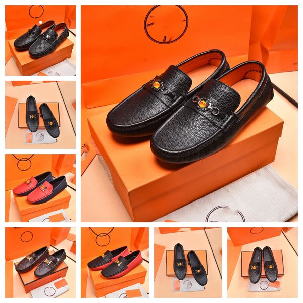 

2023 men fashion loafers pointed toe shoes casual breathable pu rubber sole flat wedding dress shoes size 38-45, Black
