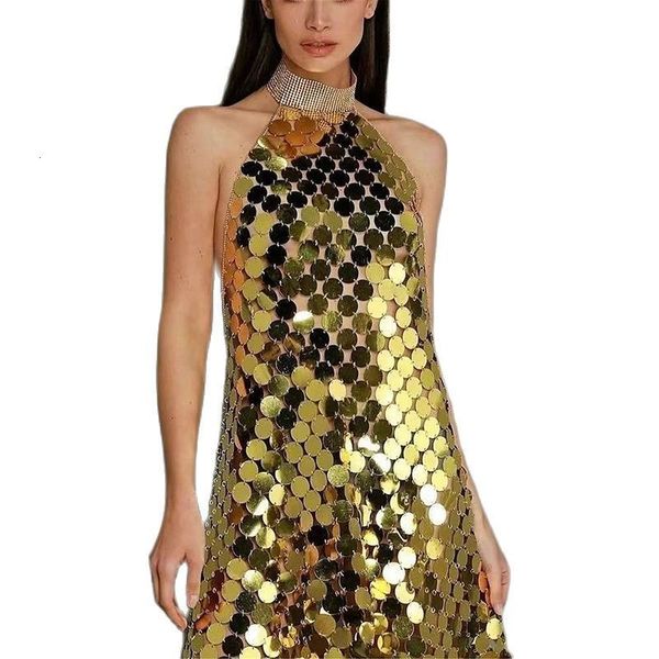 

party dresses sequin dress women short mini backless sleeveless glitter party dress club dance stage show costume 230410, White;black