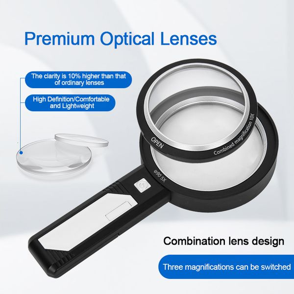 

magnifying glasses lighted magnifying glass 5x 10x 15x handheld magnifying with 8 led lights optical lens illuminated magnifier for reading