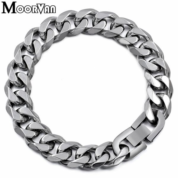 

charm bracelets moorvan jewelry men cuban links chains stainless steel for bangle male accessory wholesale b284 230411, Golden;silver