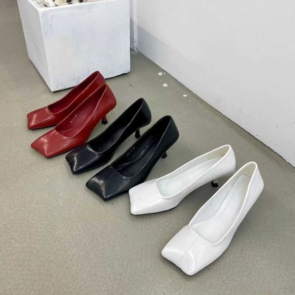 

square toe women pumps 2023 new arrivals black white red pu leather shallow slip on thin high heels party dress shoes bling 230411