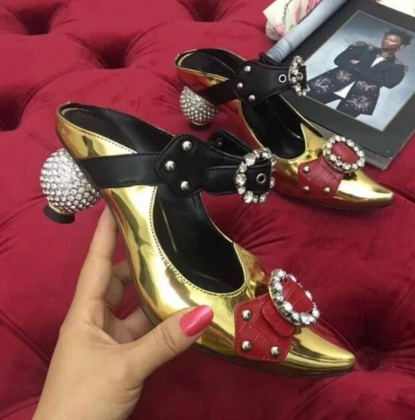 

gold purple slingbacks dress shoes buckle fashion unique heel rhinestone womens wedding dress shoes, Black