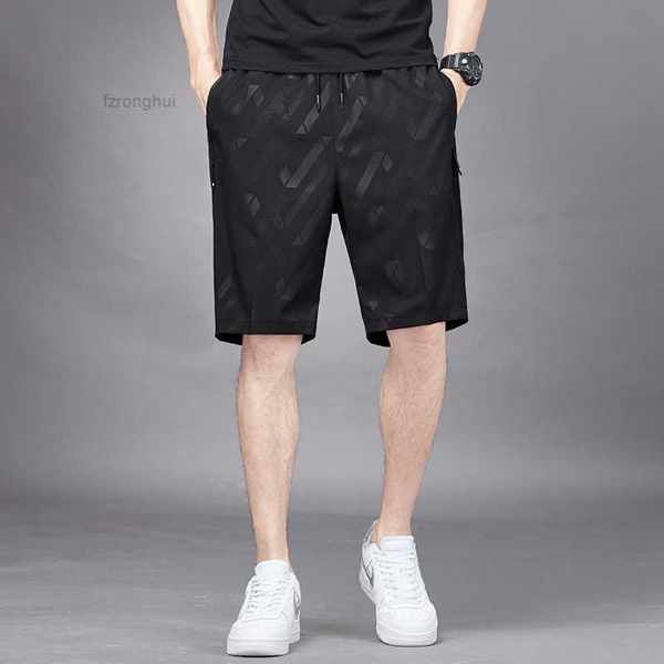 

men's shorts summer new ice silk quick-drying lightweight, breathable, four sided elastic large size trendy air conditioning 5 bigt, White;black