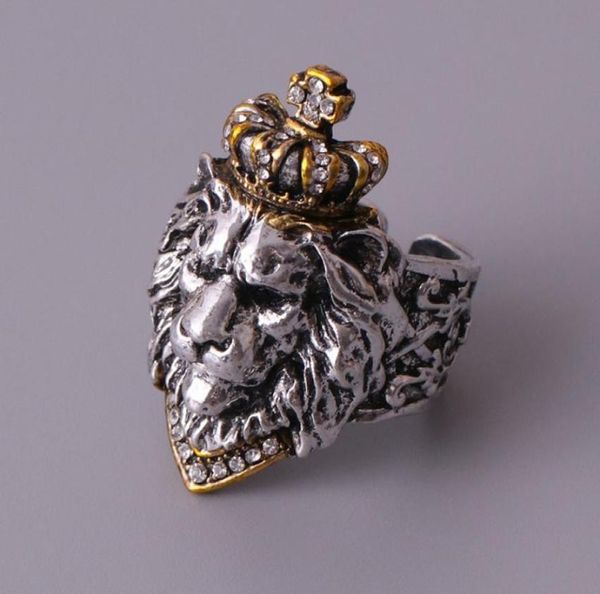 

vintage cross crown open ring hip hop style women men lion head rings fashion jewelry accessories3770189, Silver