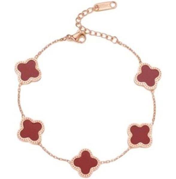 

womens titanium steel 18k rose gold classic clover necklace black onyx lock charm bone chain pendant stainless steel bracelet 7346152, Silver