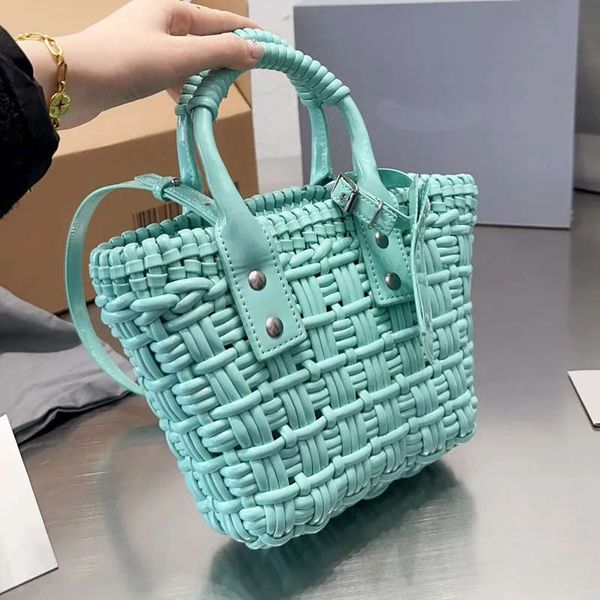 

designer woven leather tote bag braided basket bags hollow out handbags shoulder crossbody bags summer beach totes light women handbag