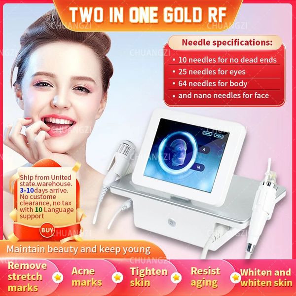 

beauty microneedle 2023 2 in 1 microneedle fractional with cold hammer stretch mark scar acne remove face lifting body tighten rf machine