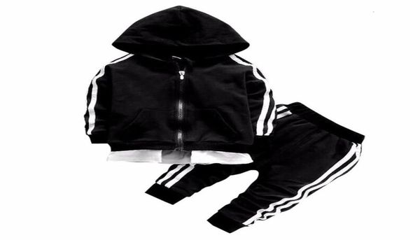 

spring baby casual tracksuit children boy girl cotton zipper jacket pants 2pcssets kids leisure sport suit infant clothing 2109084954249, White