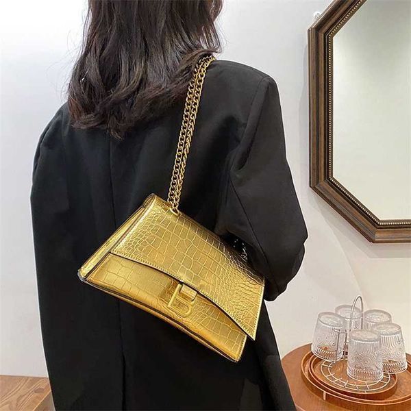 

designer bag bag 2023 new women's bag fashion crocodile pattern hourglass bag temperament shoulder bag chain crossbody bag factory spec