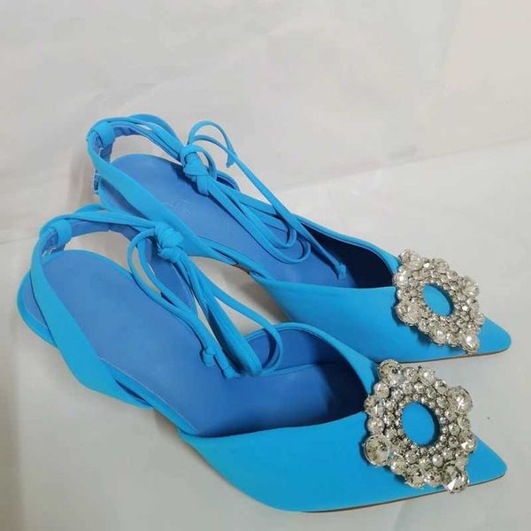 

nxy sandals women strappy rhinestone heels female pumps summer high lace up stiletto slingback shoes on 230406, Black
