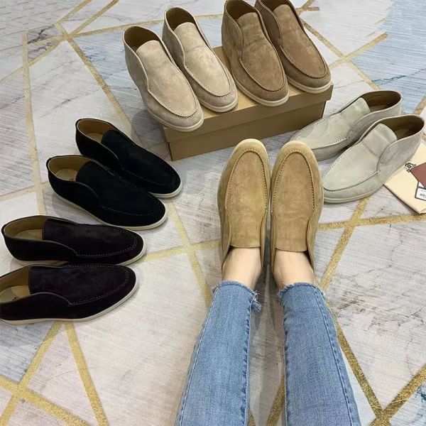

lp piana dress shoes open walk suede ankle boots sneaker loafers leather high for women shoe men casual walking flats luxury designer desert, Black