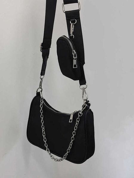 

designer bag 2023 internet celebrity yang same nylon three in one bag hobo underarm bag chain strap crossbody portable bag for women