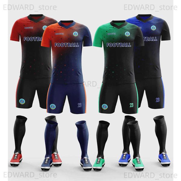 

men's tracksuits personalized gradient football jersey full body printed game team jersey training clothing short sleeve football cloth, Gray